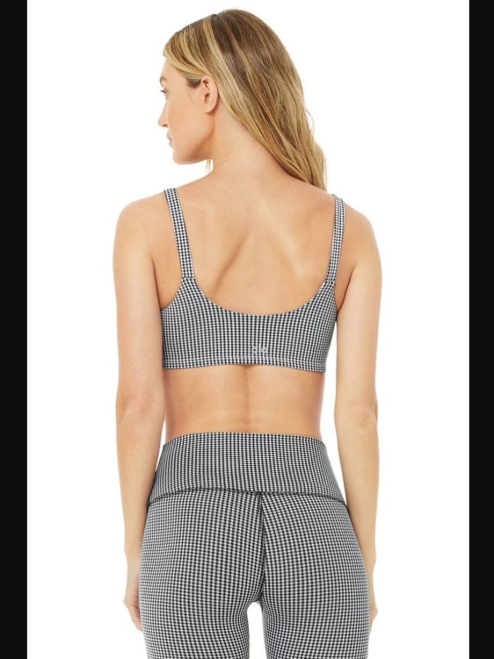 ALO Yoga Airtech Micro Houndstooth Bra & Micro Houndstooth Biker Short Set $158 - Picture 4 of 16